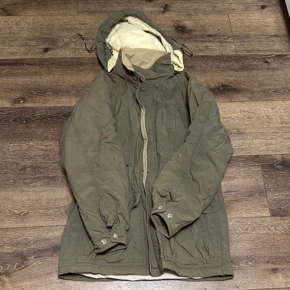 L.L. bean green coat with removable hood medium